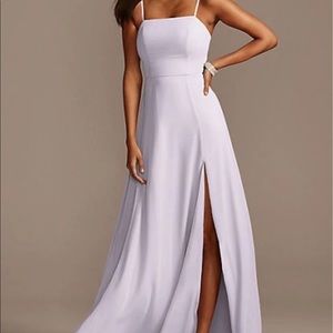 Spaghetti Strap Chiffon bridesmaid dress with slit